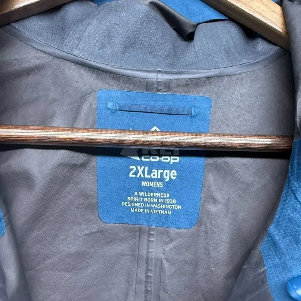REI Rain jacket Women's 2XL Blue Full Zip Goretex Hooded Hood Waterproof Outdoor - Picture 7 of 13